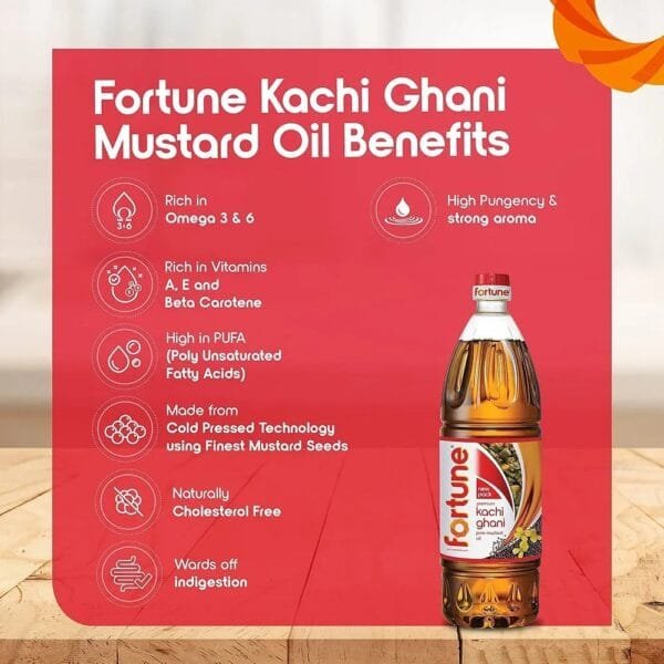 Fortune Premium Kachi Ghani Pure Mustard Oil, 1Litre - Image 5