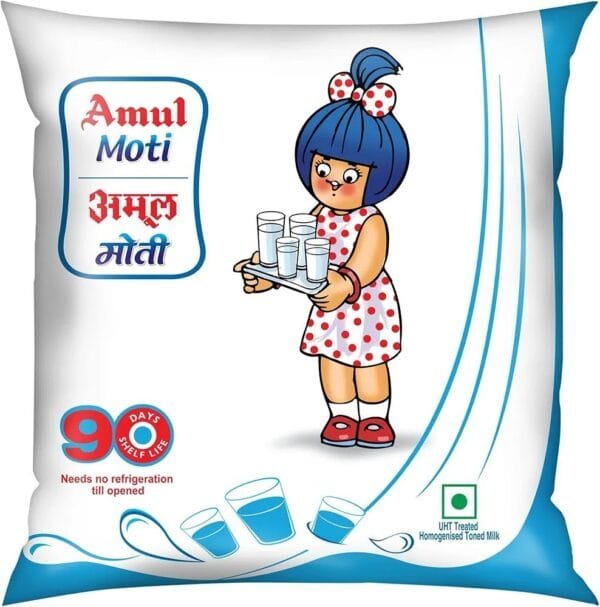 Amul Homogenized Toned Milk (दूध), 450 ml Pouch