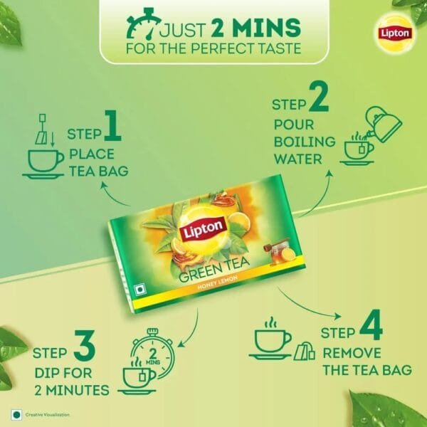 Lipton Clear & Light Green Tea Bags 25 Pcs, 32.5 Grams (1.3 g each) - Image 3