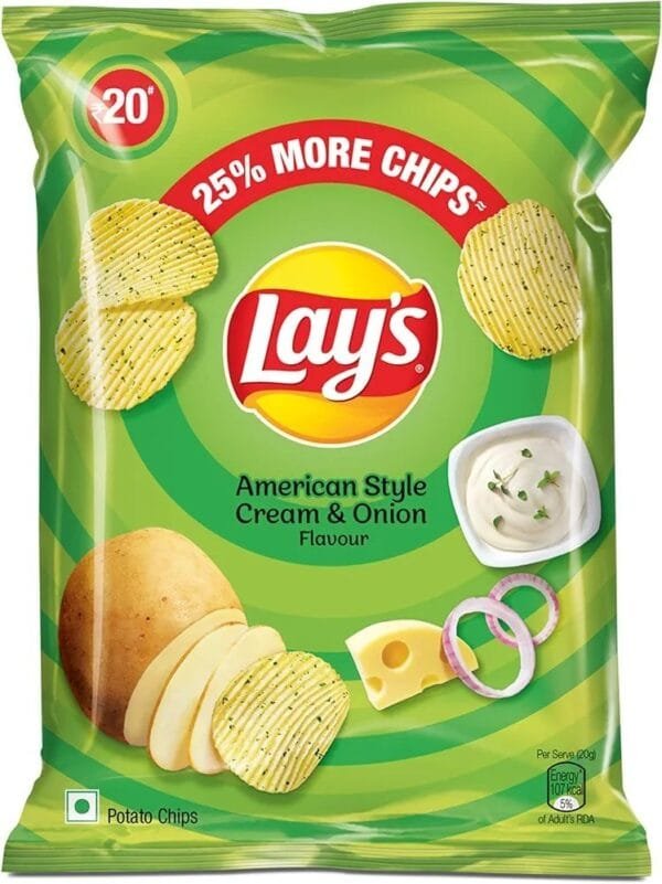 Lay's Potato Chips 48 Gram, American Style Cream & Onion Flavour, Crunchy Chips & Snacks (Weight May Vary) - Image 6