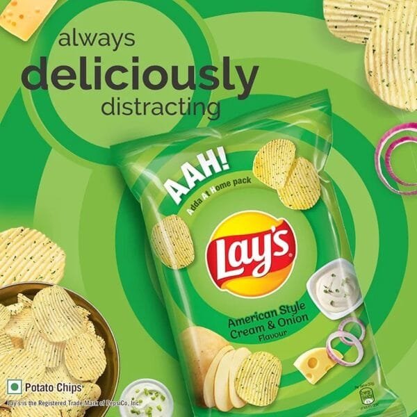 Lay's Potato Chips 48 Gram, American Style Cream & Onion Flavour, Crunchy Chips & Snacks (Weight May Vary) - Image 5