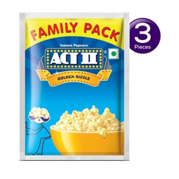 Act II Instant Popcorn - Golden Sizzle (3 Minute) 120 gms Combo Net Qty: 120 g X 3