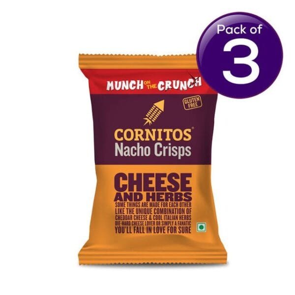 Cornitos Nacho Crisps - Cheese & Herbs 77 gms Combo Net Qty: 77gms X 3