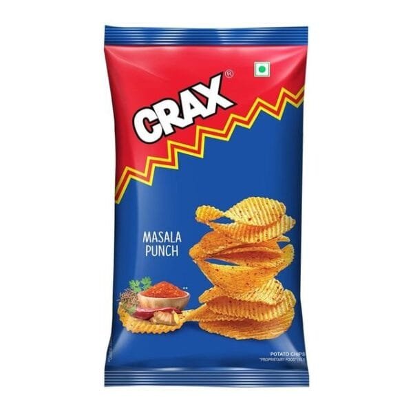 Crax Masala Punch Potato Chips Crax Masala Punch Potato Chips Crax Masala Punch Potato Chips Highlight.svg product type  Puffs  flavour  Masala Punch  dietary preference  Veg  packaging type  Pouch  Close.sCrax Masala Punch Potato Chips Net Qty: 95 g