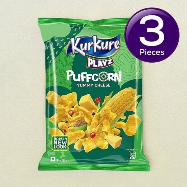 Kurkure Playz Puffcorn Yummy Cheese 80 gms Combo Net Qty: 80gms X 3