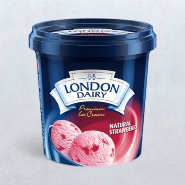 London Dairy Natural Strawberry Ice Cream Cup Net Qty: 125 ml