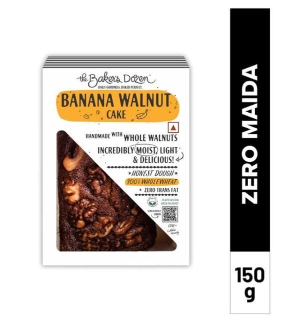 The Baker's Dozen Wholewheat Banana Walnut Cake Net Qty: 150 g